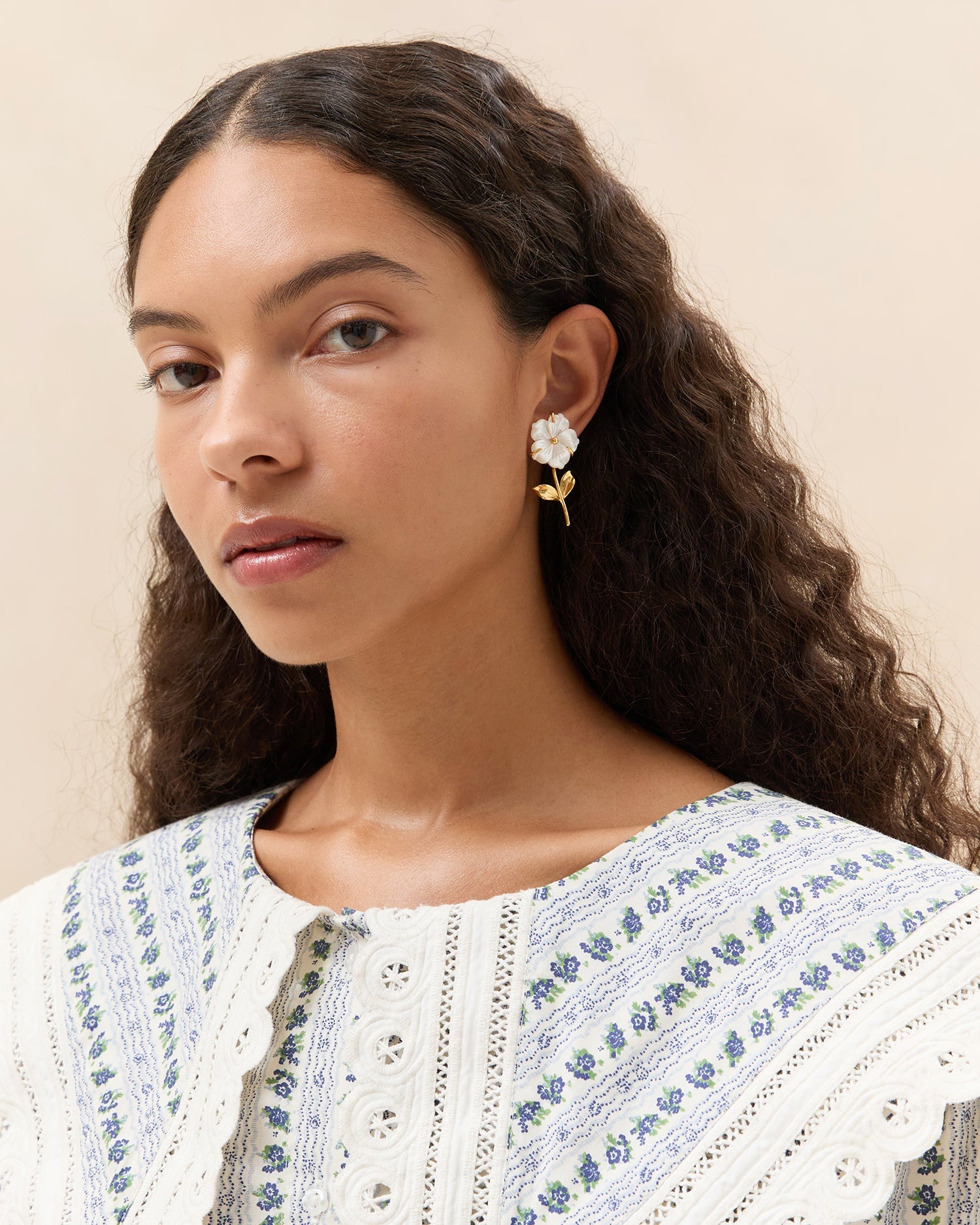 Loeffler Randall / Mai Gold/Pearl Flower Earrings
