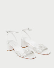 Loeffler Randall / Olivia Cream Knot Mid-Heel Sandal