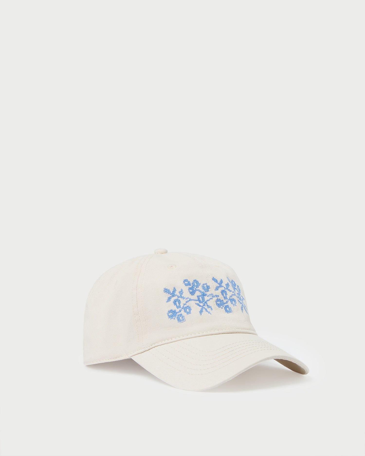 Loeffler Randall / Cairo Natural/Blue Embroidered Cap
