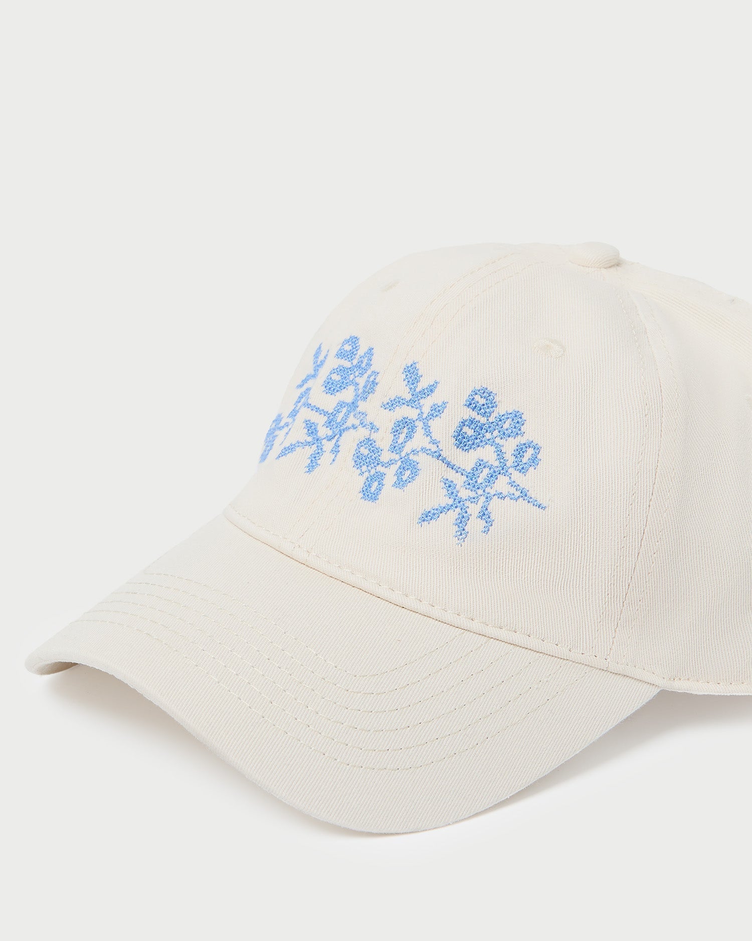 Loeffler Randall / Cairo Natural/Blue Embroidered Cap