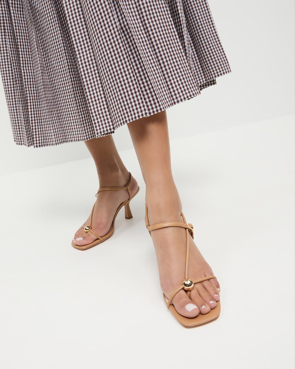 Loeffler Randall / Triana Dune Leather Mid-Heel Sandal