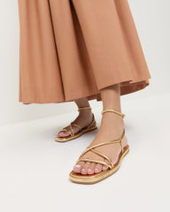 Loeffler Randall / Noor Gold Leather Flat Sandal