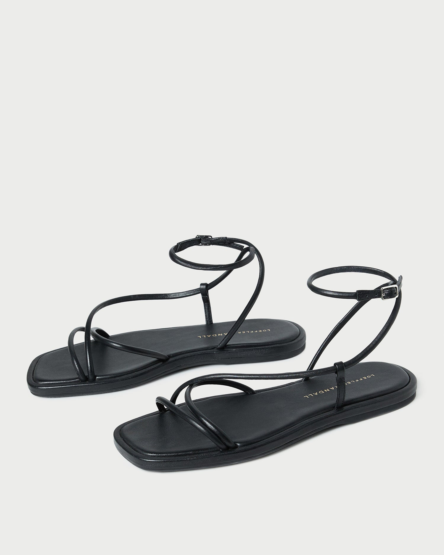 Loeffler Randall / Noor Black Leather Flat Sandal