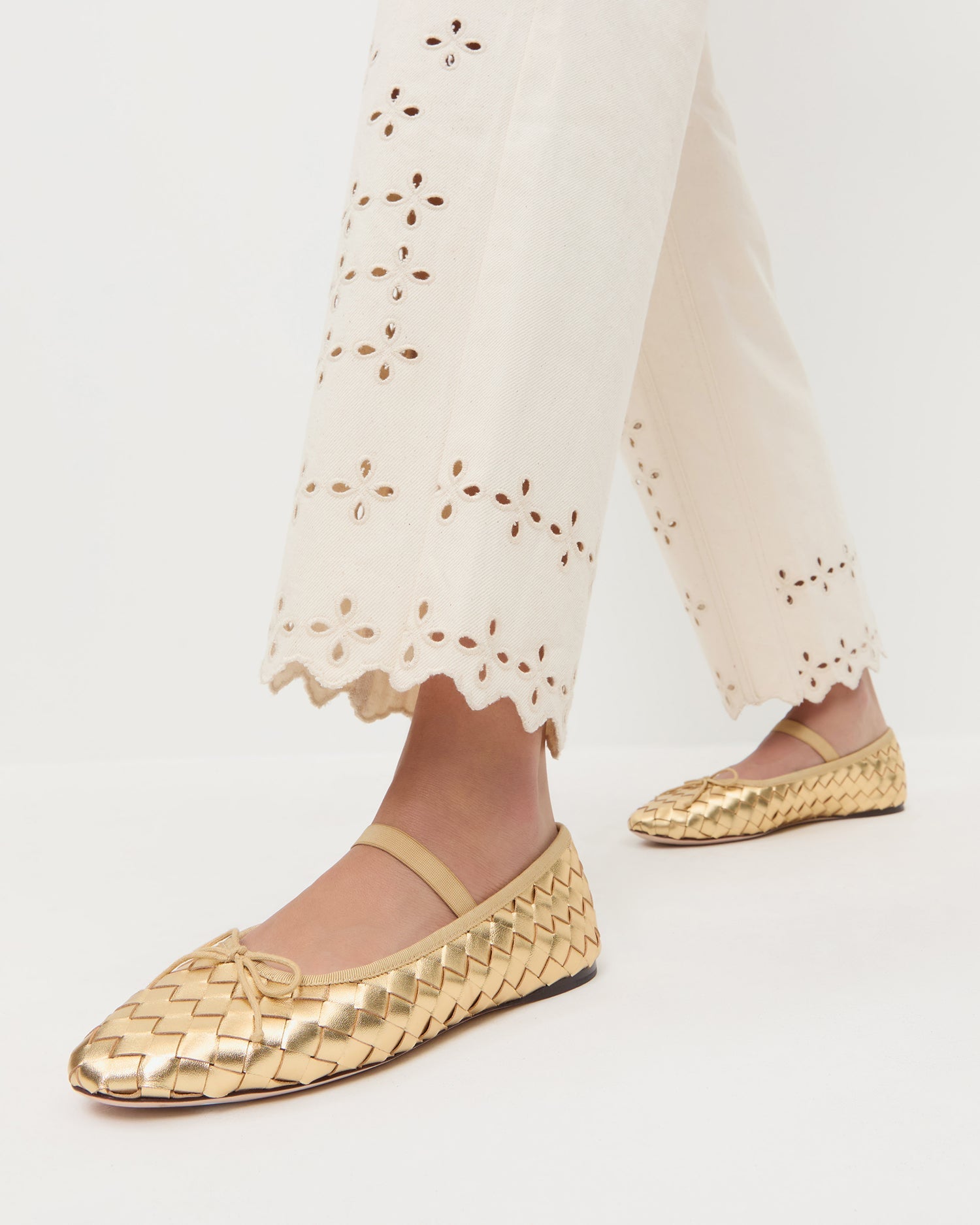Loeffler Randall / Leonie Gold Woven Ballet Flat