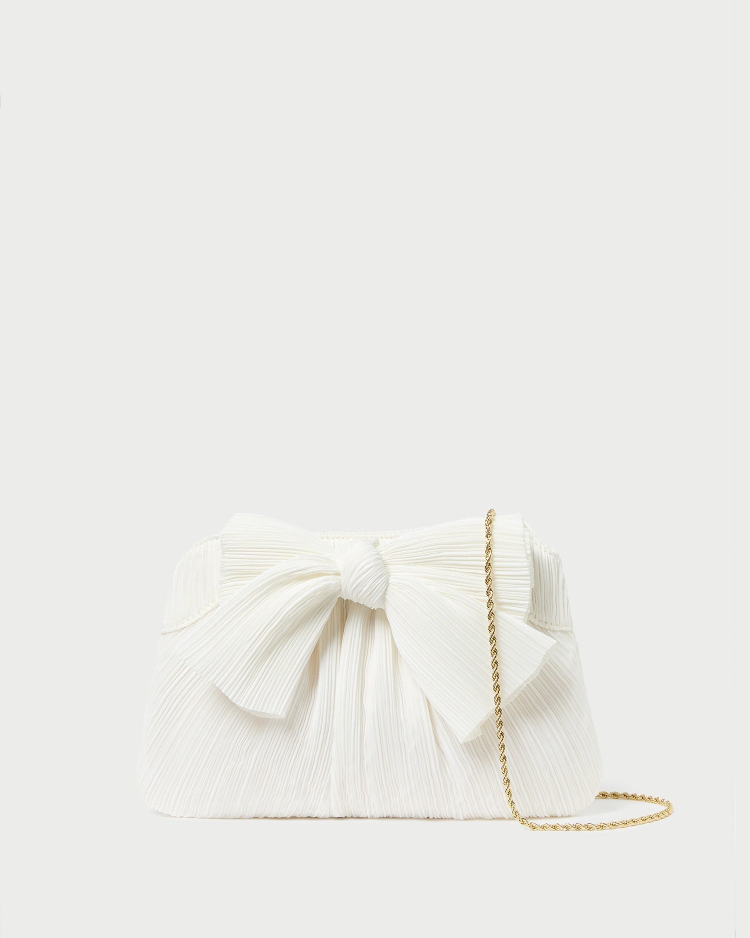 Loeffler Randall / Rayne White Pleated Bow Clutch