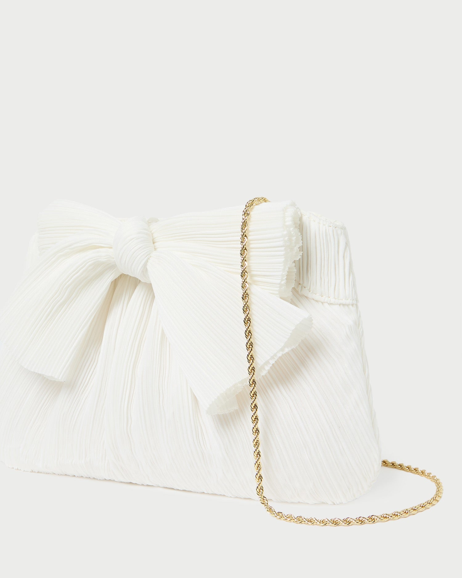 Loeffler Randall / Rayne White Pleated Bow Clutch