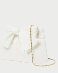 Loeffler Randall / Rayne White Pleated Bow Clutch