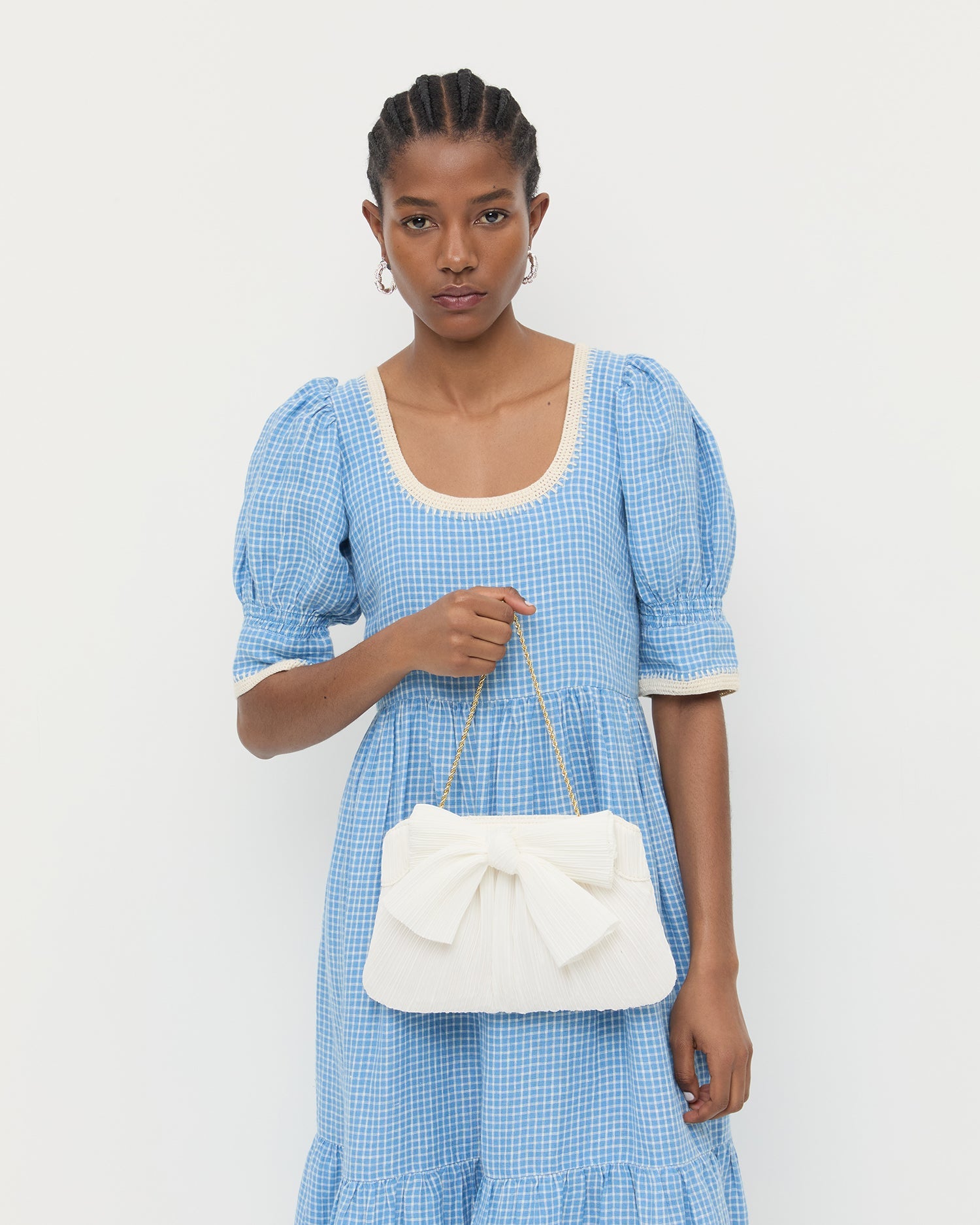 Loeffler Randall / Rayne White Pleated Bow Clutch