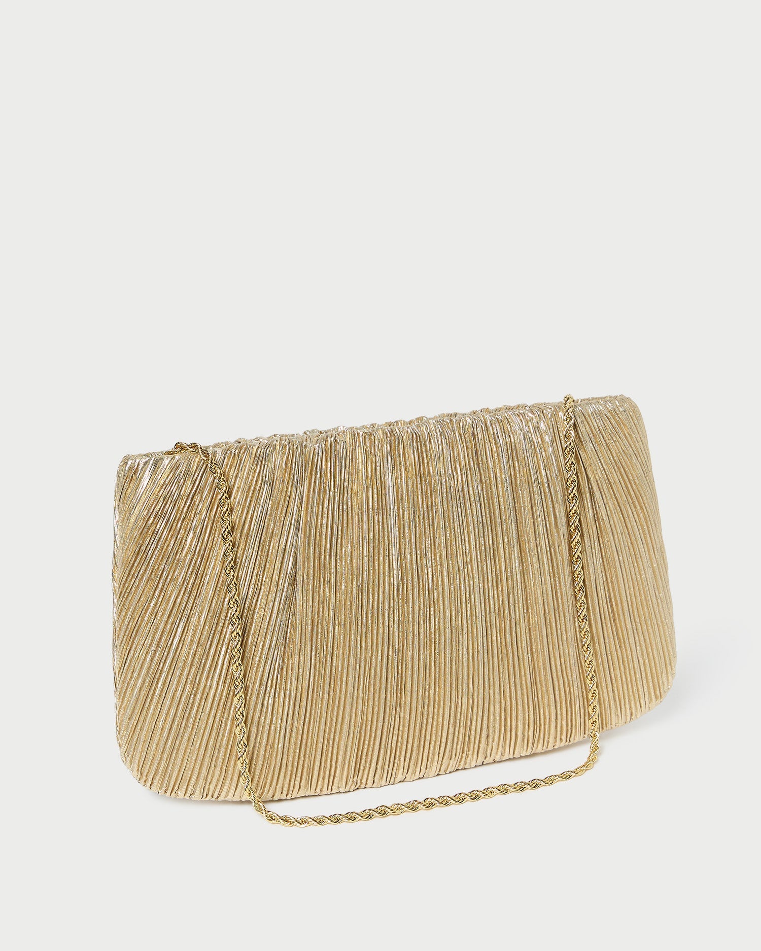 Loeffler Randall / Brit Gold Lamé Pleated Clutch