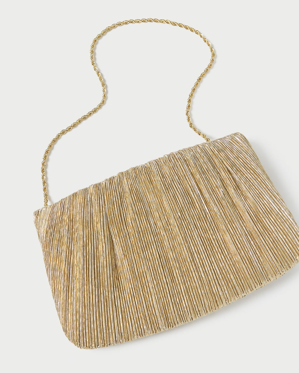 Loeffler Randall / Brit Gold Lamé Pleated Clutch
