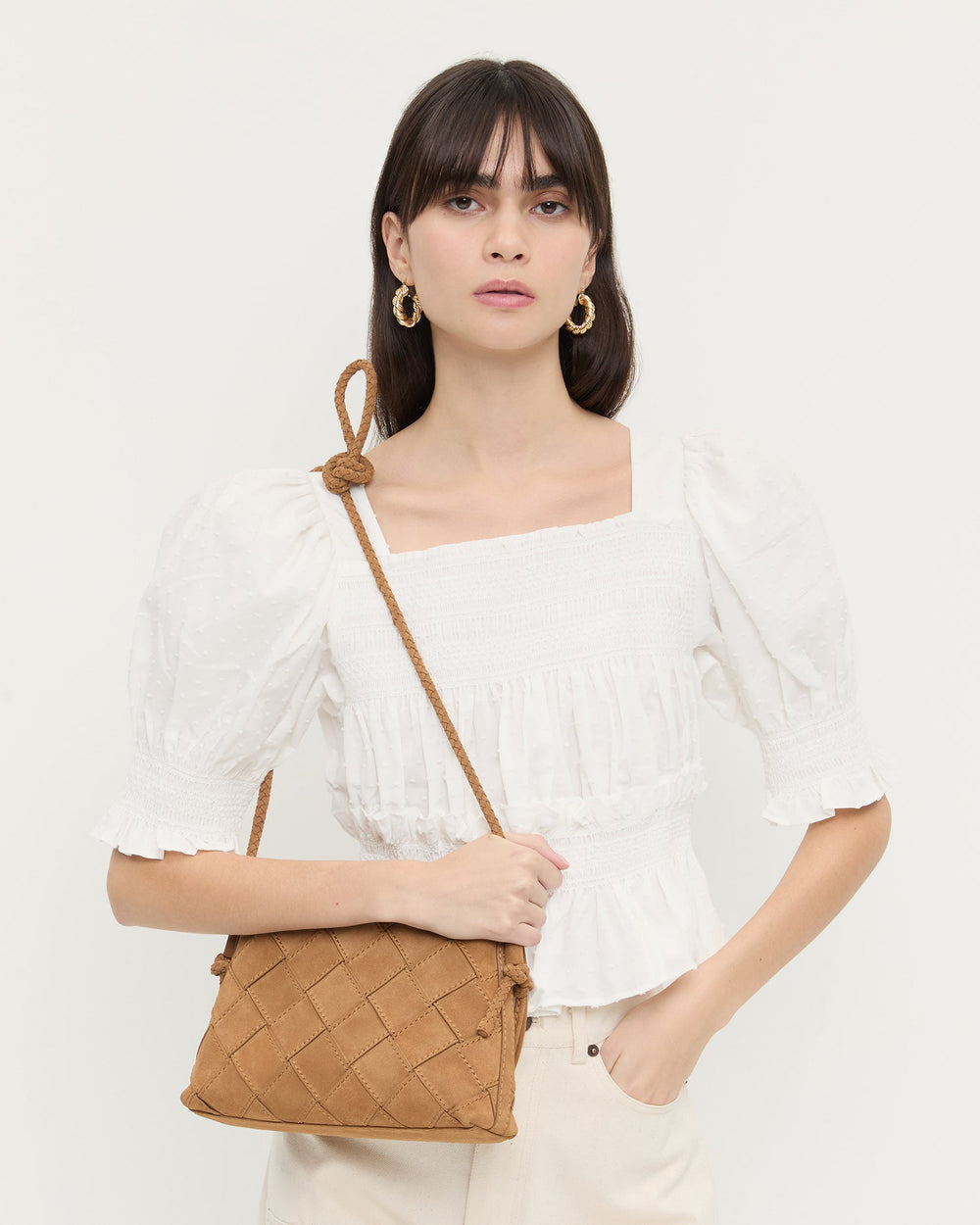 Loeffler Randall / Mallory Toffee Woven Suede Crossbody