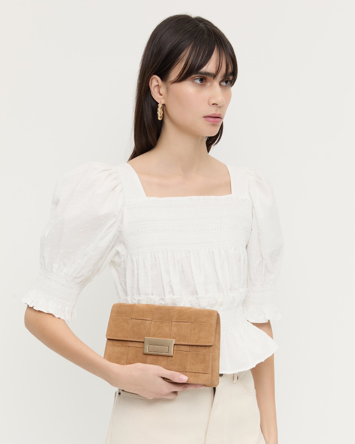 Loeffler Randall / Delphine Toffee Suede Shoulder Bag