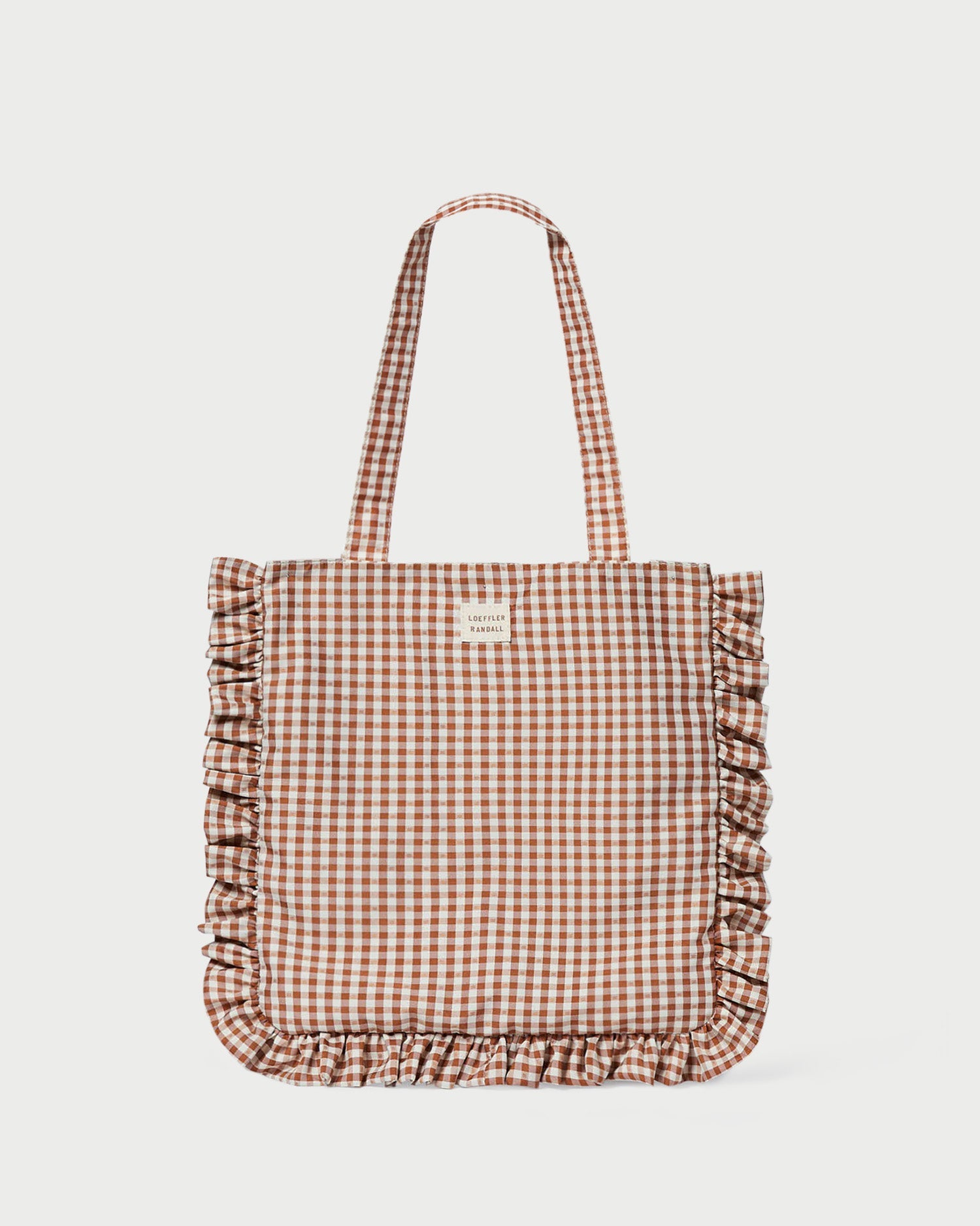 Loeffler Randall / Justine Brown Gingham Ruffle Tote
