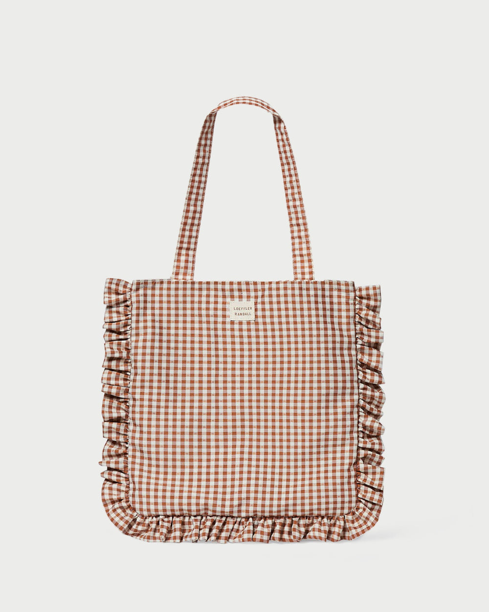 Loeffler Randall / Justine Brown Gingham Ruffle Tote