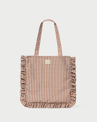 Loeffler Randall / Justine Brown Gingham Ruffle Tote