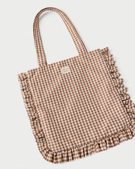 Loeffler Randall / Justine Brown Gingham Ruffle Tote