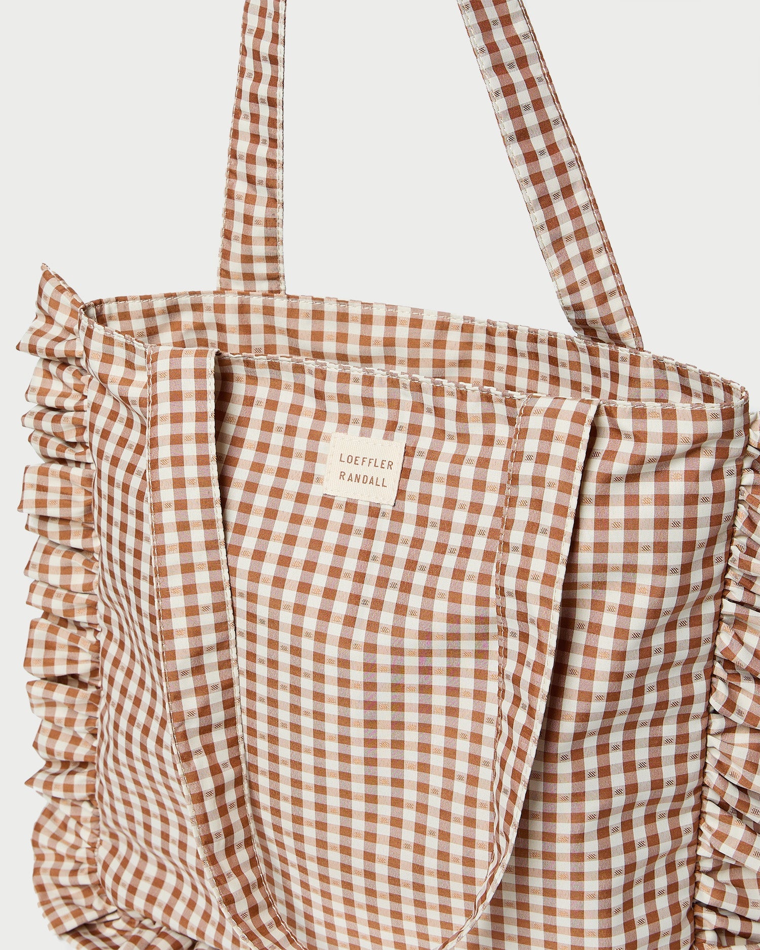 Loeffler Randall / Justine Brown Gingham Ruffle Tote