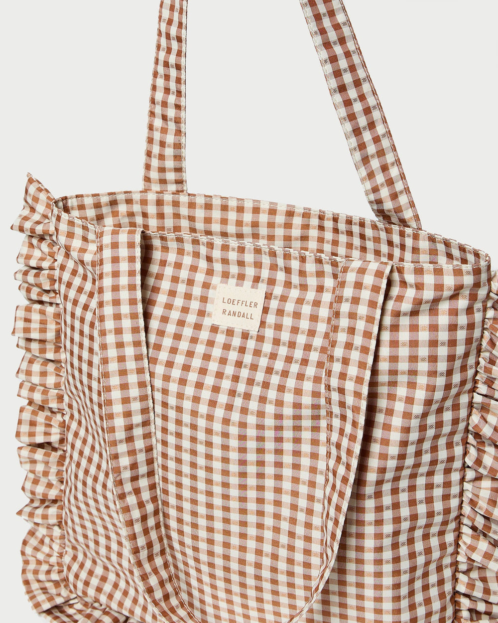 Loeffler Randall / Justine Brown Gingham Ruffle Tote