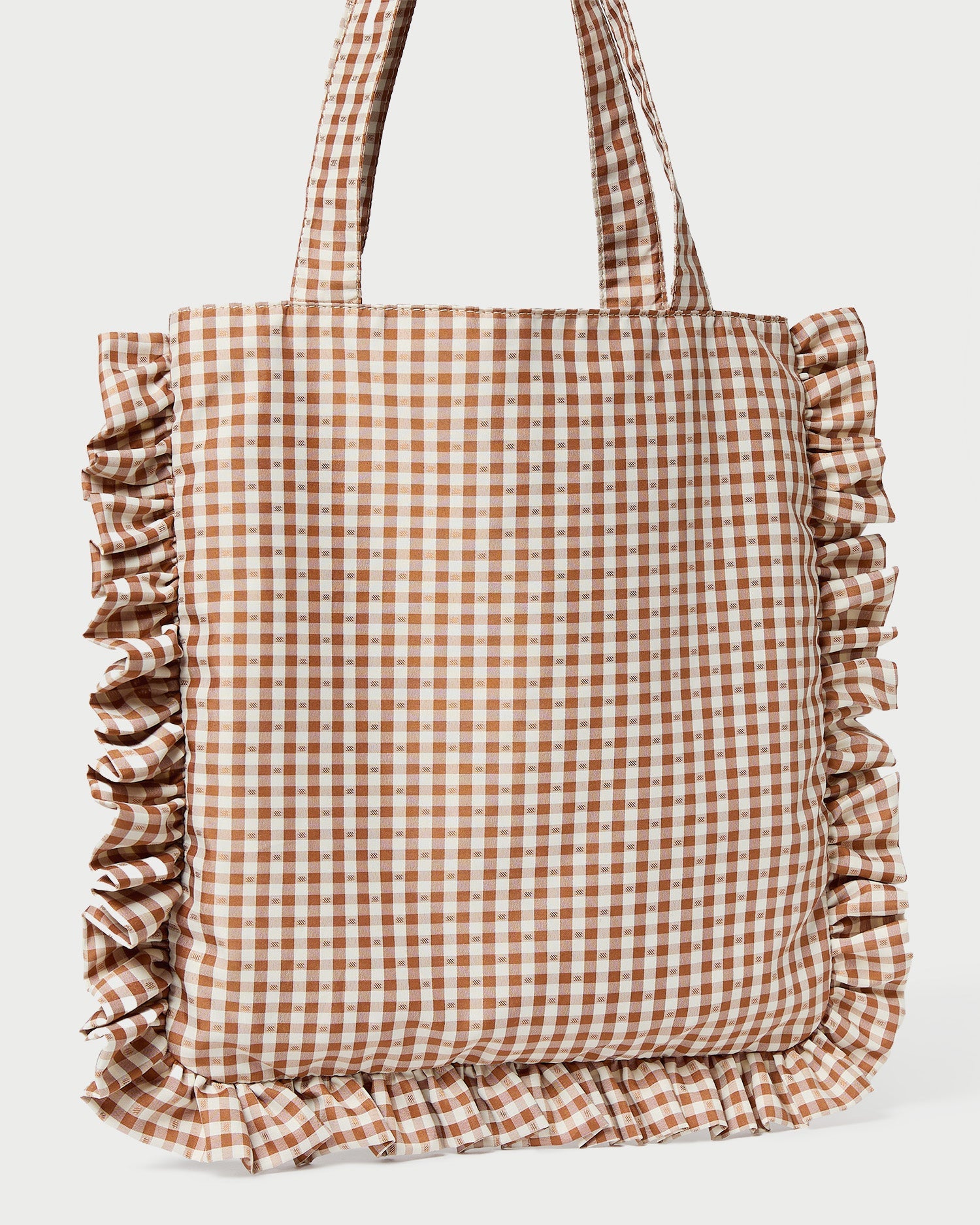 Loeffler Randall / Justine Brown Gingham Ruffle Tote