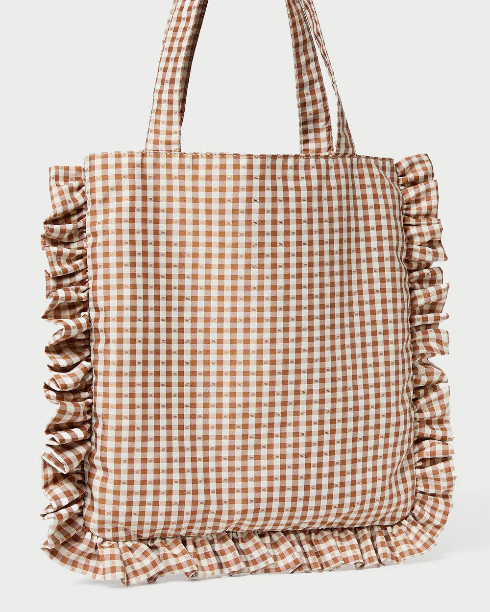 Loeffler Randall / Justine Brown Gingham Ruffle Tote