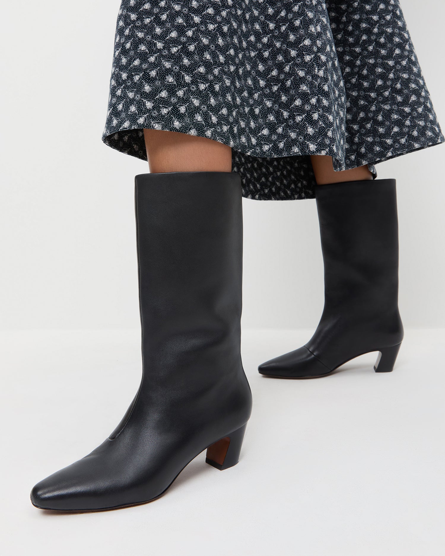 Loeffler Randall / Cleo Black Leather Mid-Calf Boot