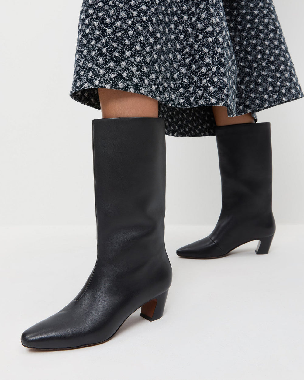 Loeffler Randall / Cleo Black Leather Mid-Calf Boot