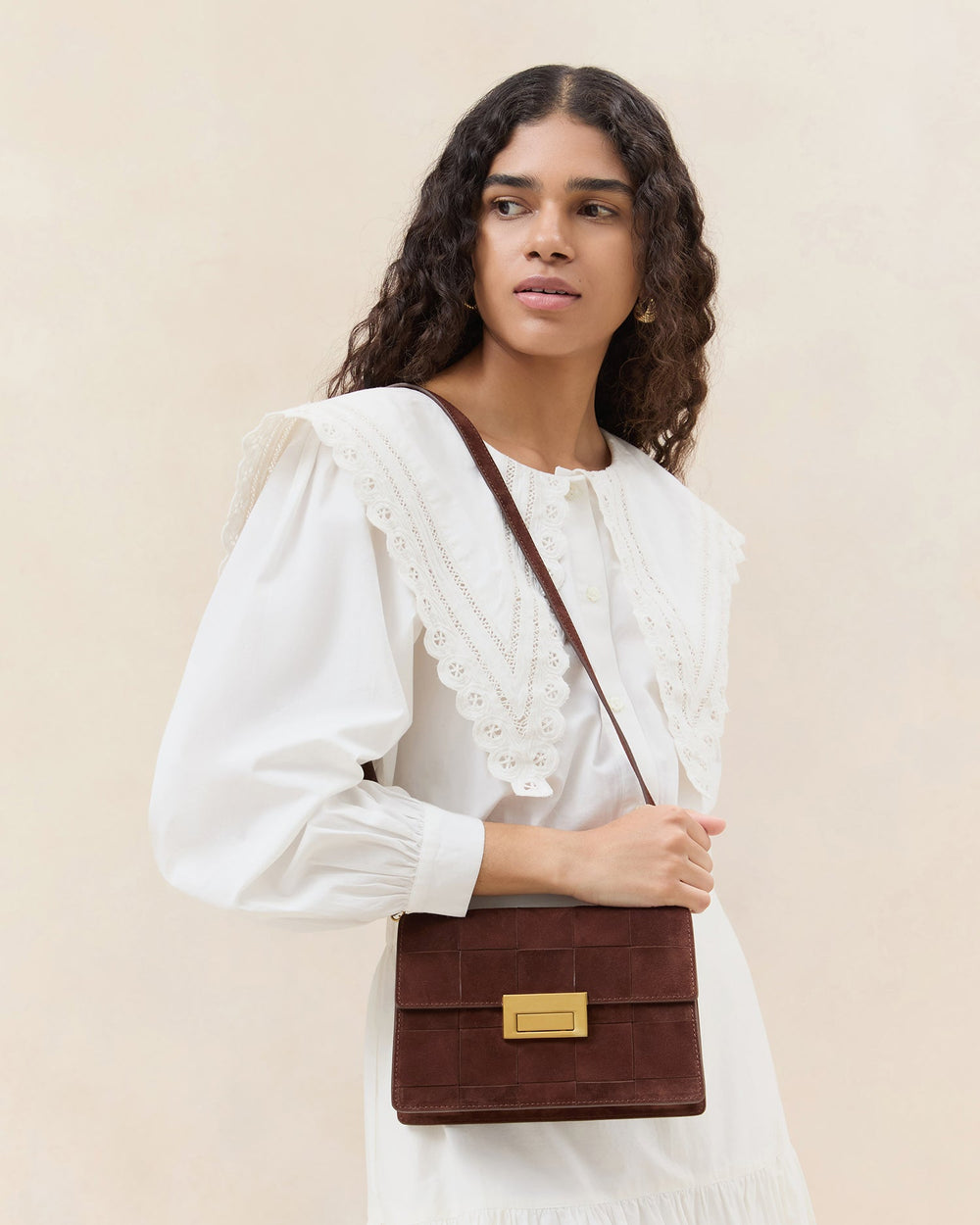Loeffler Randall / Delphine Espresso Suede Shoulder Bag