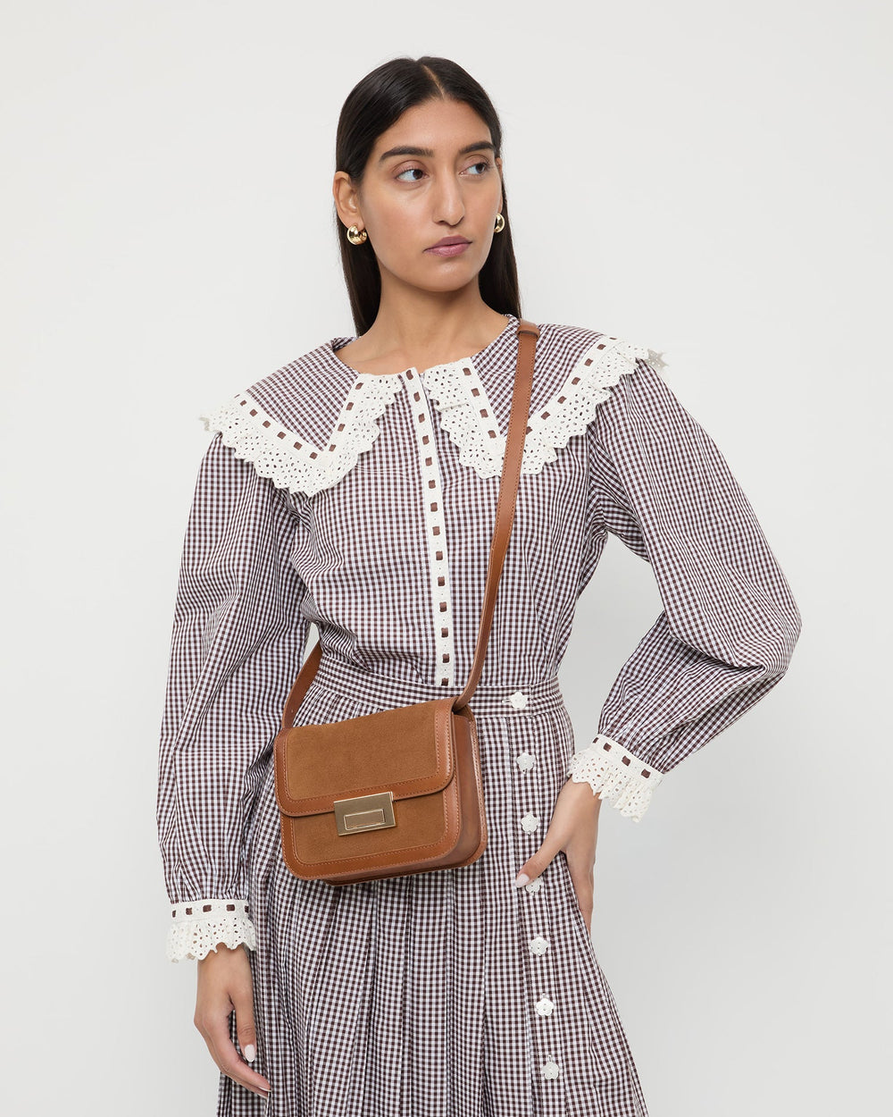 Loeffler Randall / Desi Cacao Suede/Leather Crossbody