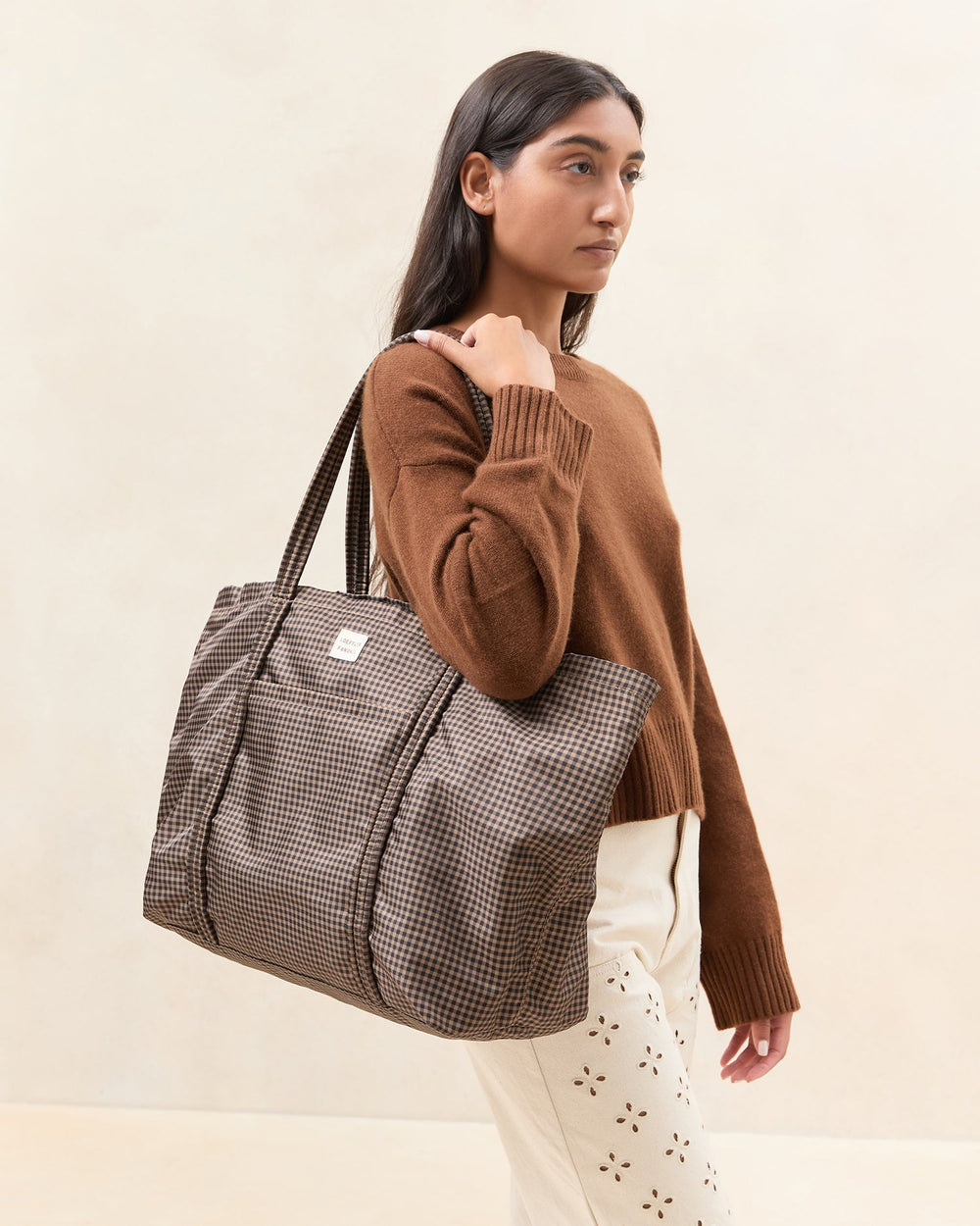 Loeffler Randall / Dina Brown/Black Check Travel Tote