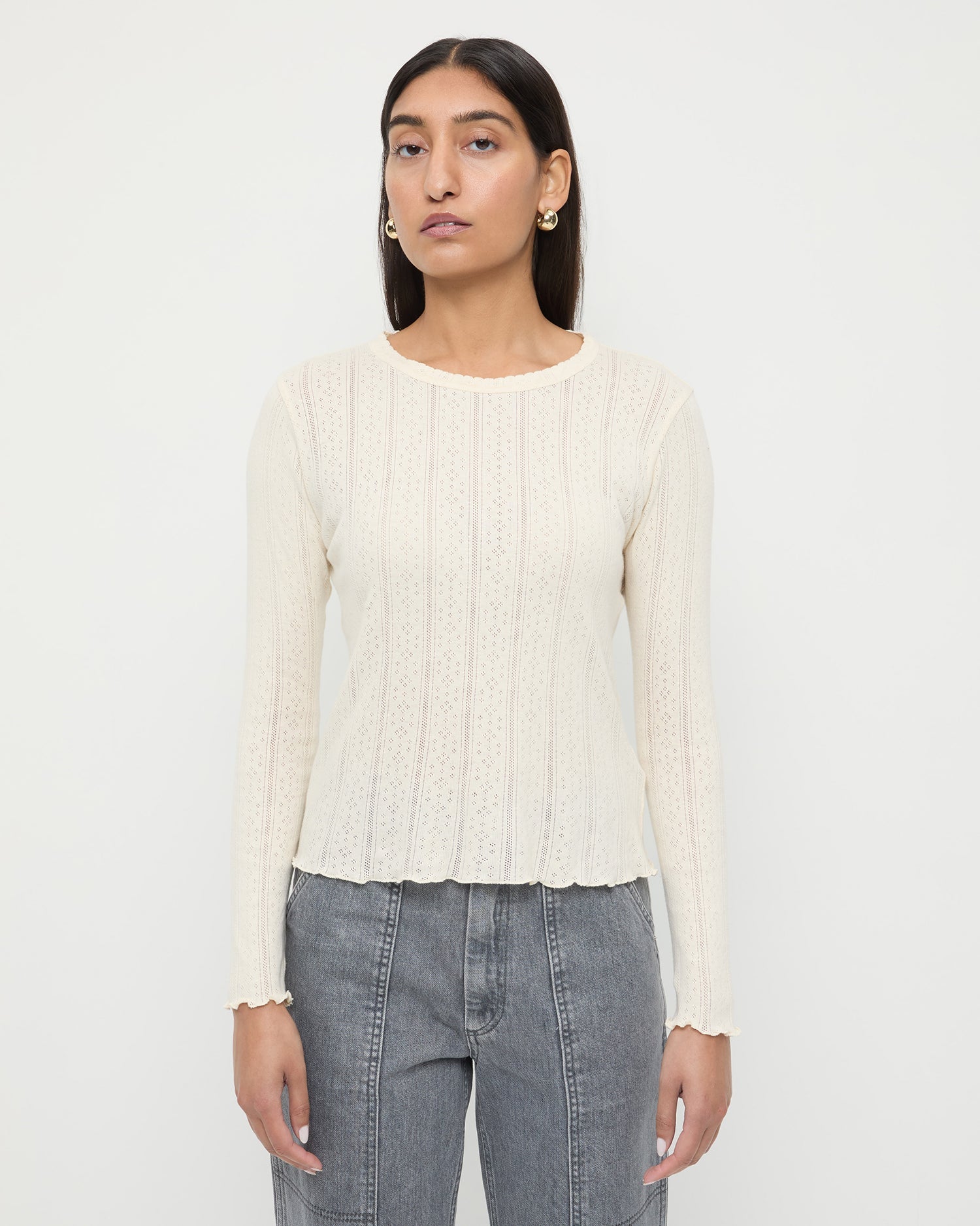 Loeffler Randall / Lolo Pointelle Long-Sleeve Tee