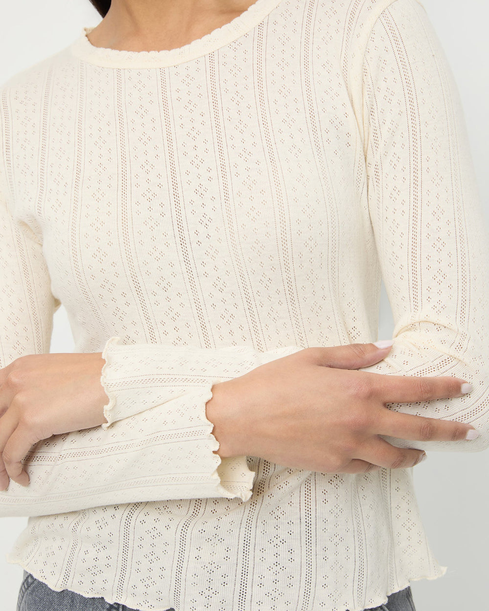 Loeffler Randall / Lolo Pointelle Long-Sleeve Tee