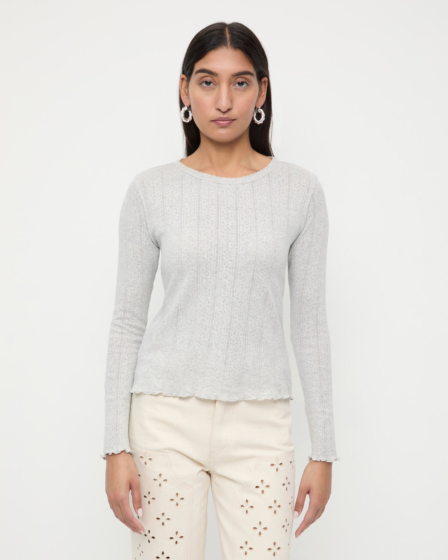 Loeffler Randall / Lolo Pointelle Long-Sleeve Tee