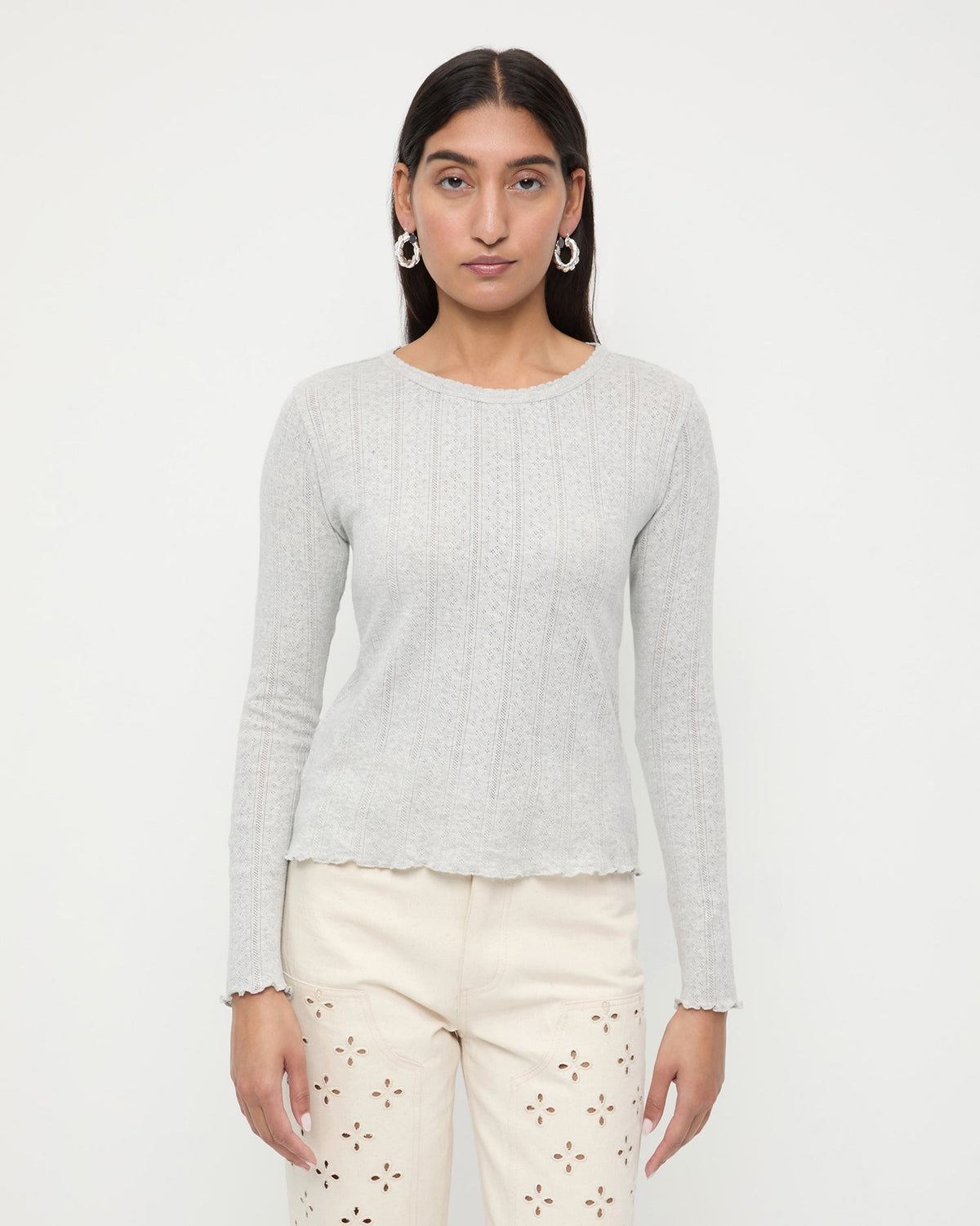 Loeffler Randall / Lolo Pointelle Long-Sleeve Tee
