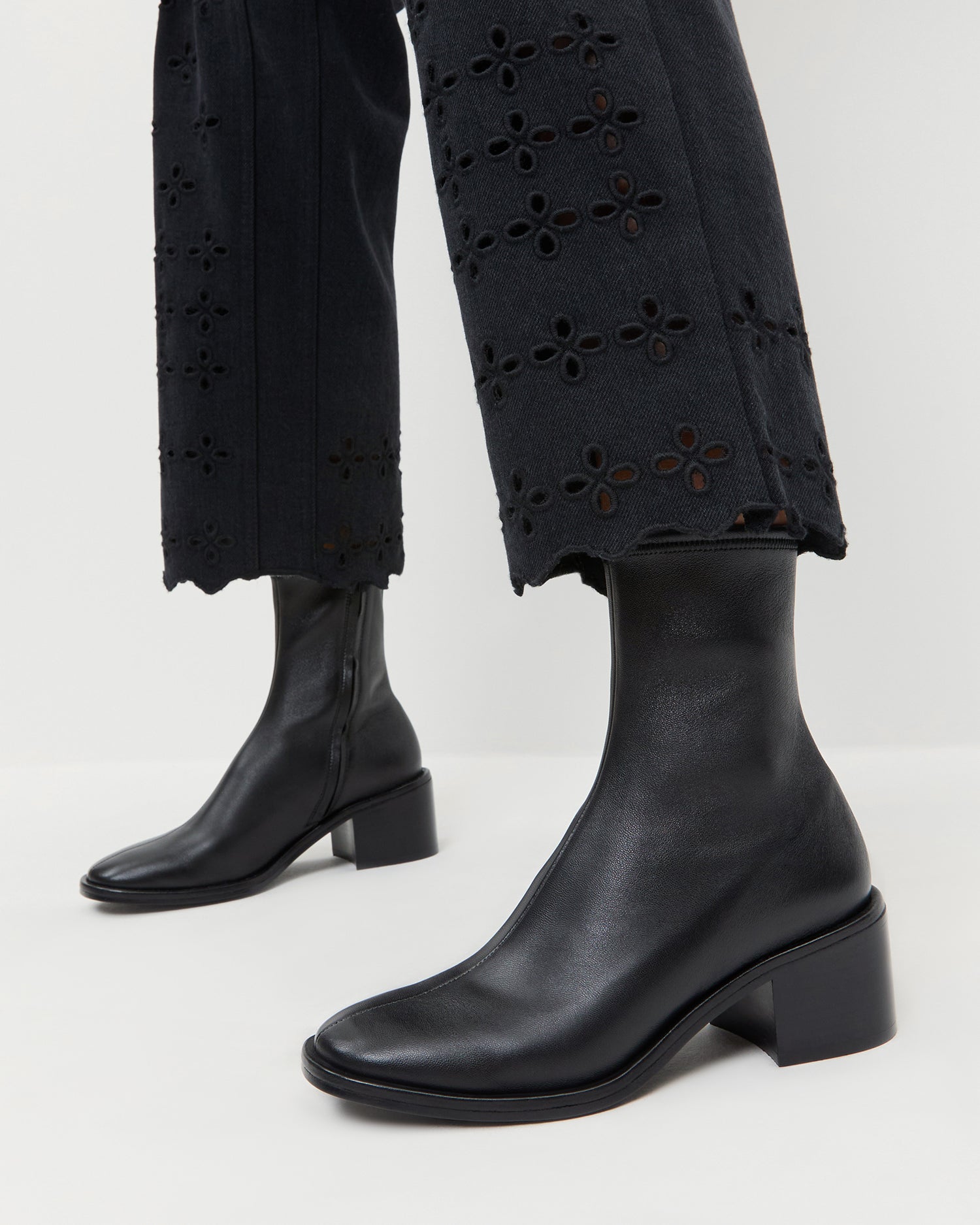 Loeffler Randall / Roxy Black Leather Ankle Bootie