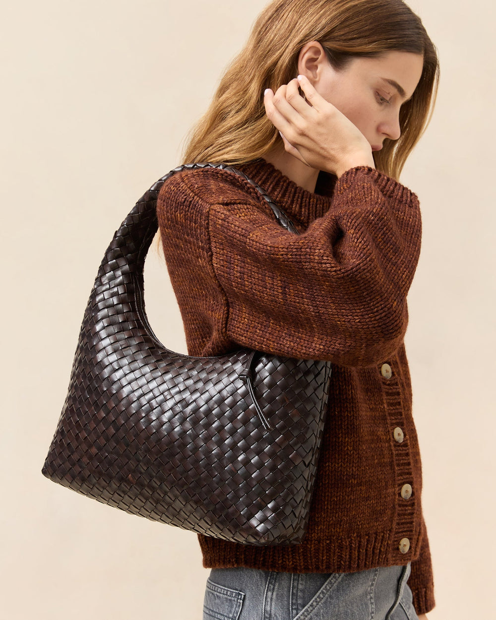 Loeffler Randall / Willow Chocolate Woven Hobo Bag