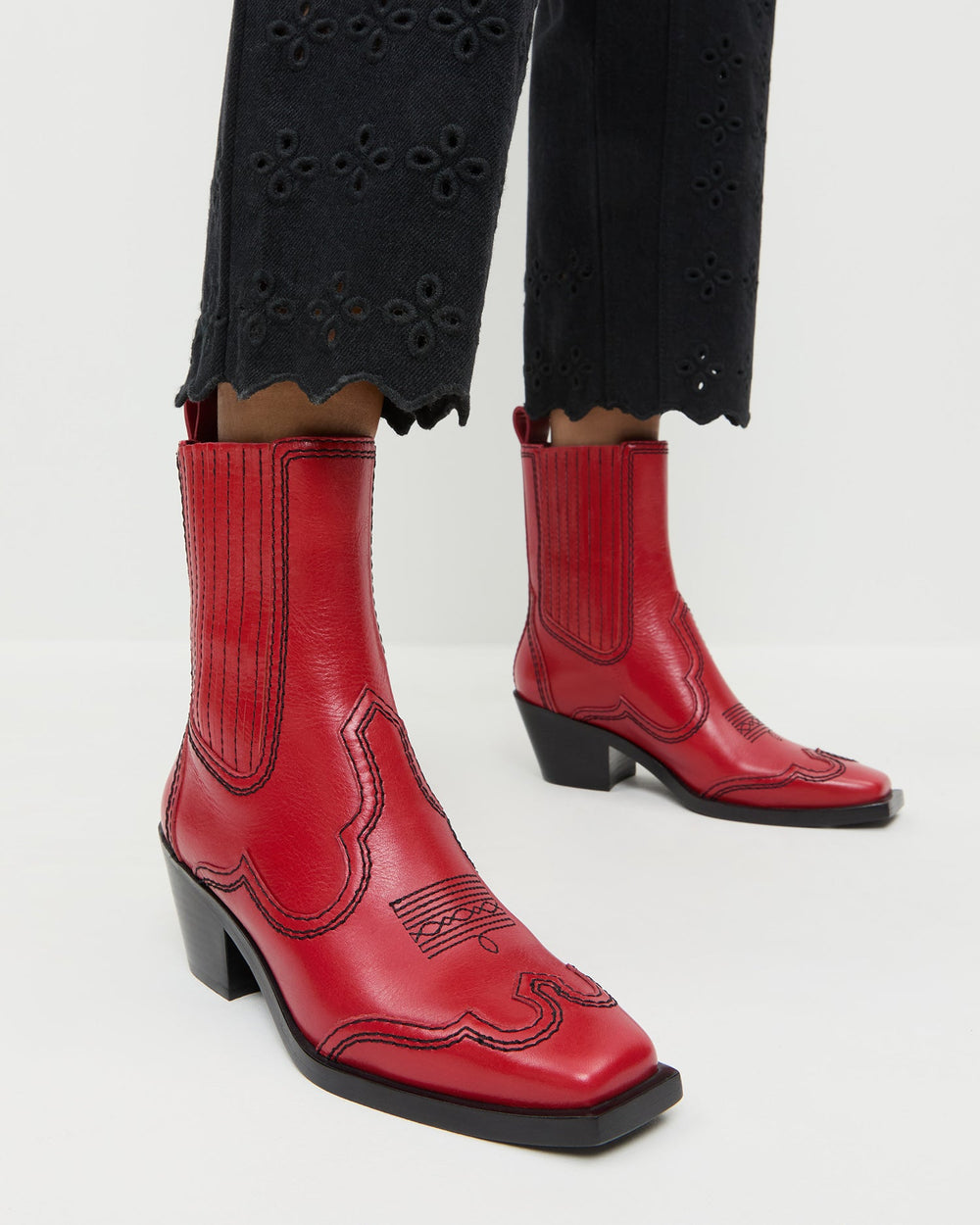 Loeffler Randall / Agnes Red Leather Western Boot