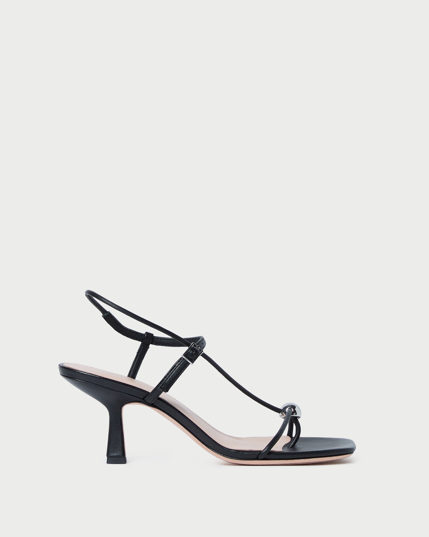Loeffler Randall / Triana Black Leather Mid-Heel Sandal