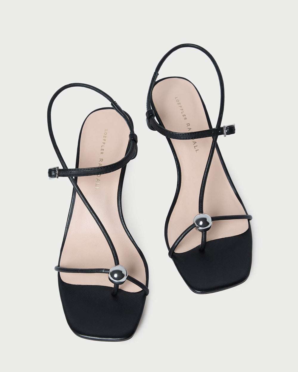 Loeffler Randall / Triana Black Leather Mid-Heel Sandal