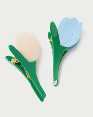 Loeffler Randall / Juniper Blue/Cream Multi Tulip Clip Set