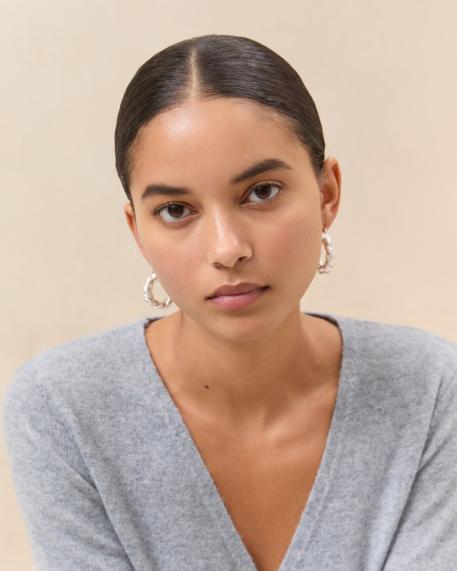 Loeffler Randall / Atticus Silver Twisted Hoop Earrings