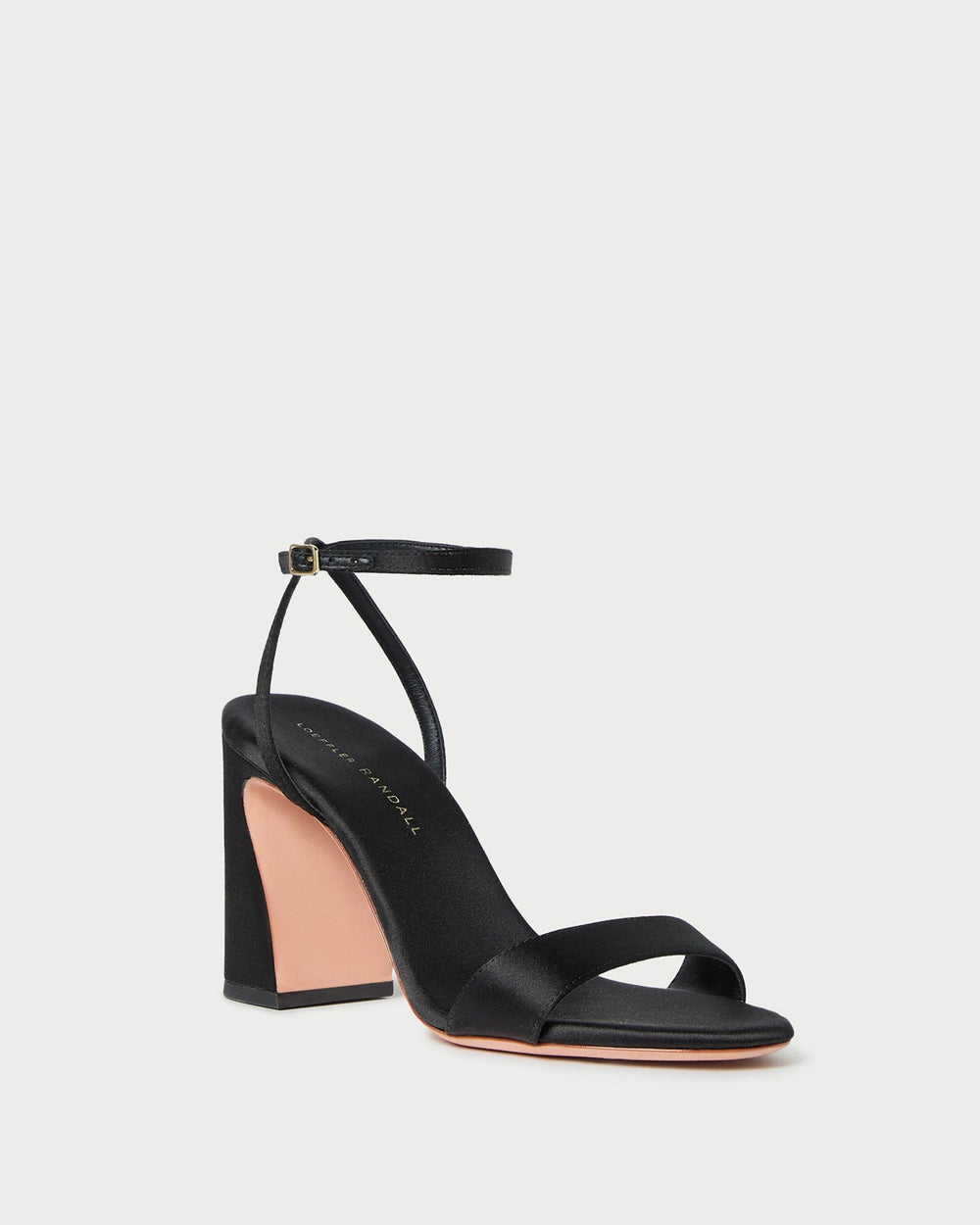 Loeffler Randall / Malia Black Satin Curved-Heel Sandal