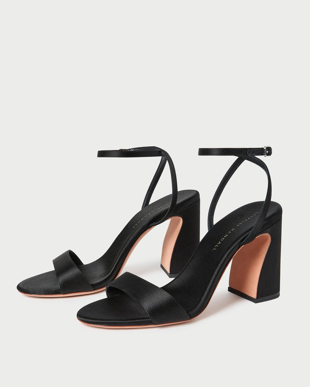 Loeffler Randall / Malia Black Satin Curved-Heel Sandal