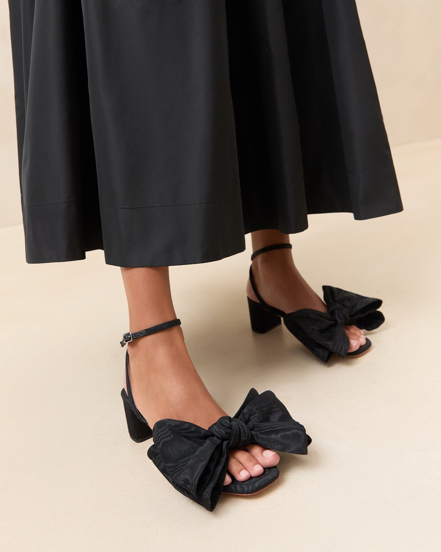 Loeffler Randall / Carmen Black Moiré Bow Sandal