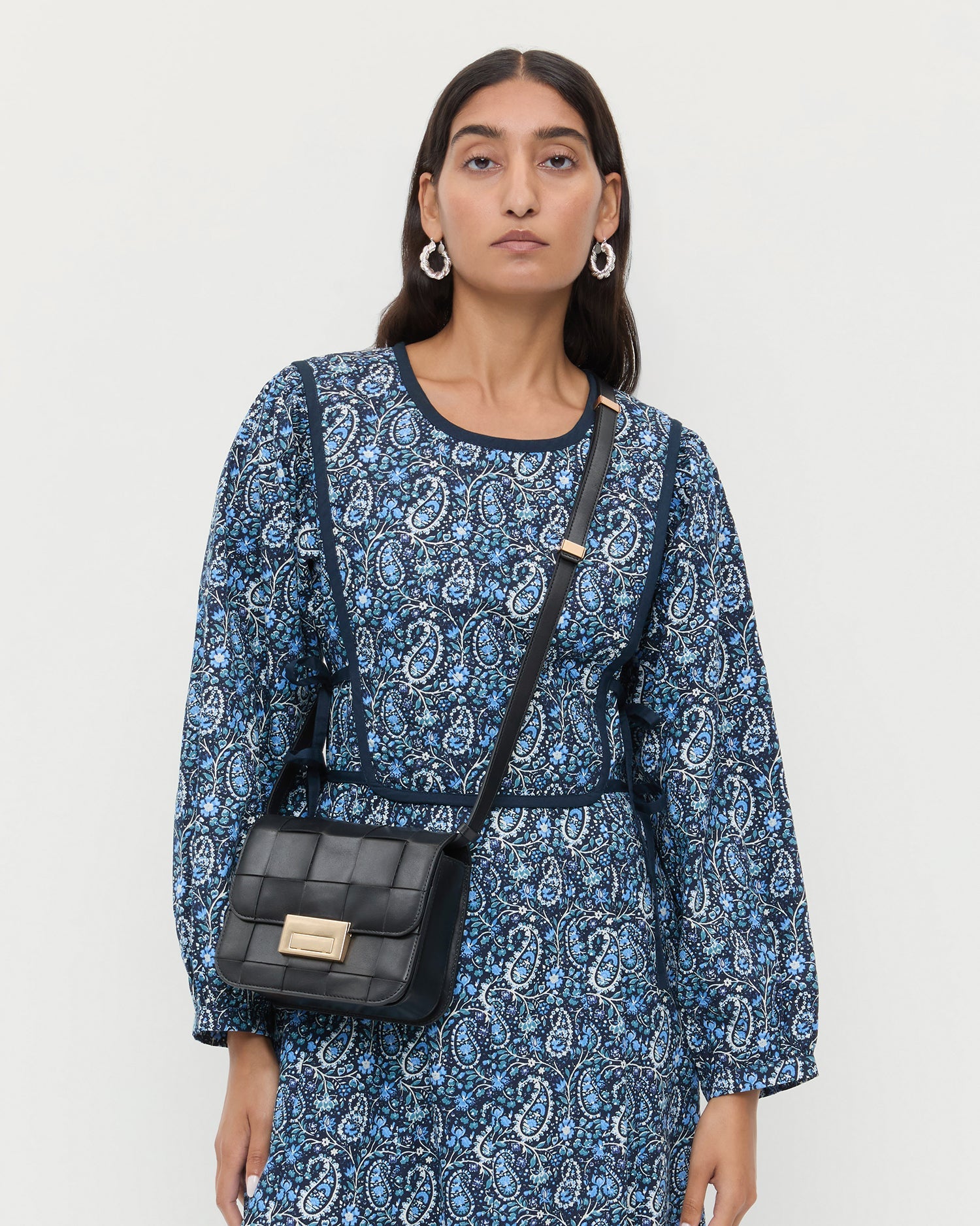 Loeffler Randall / Desi Black Woven Leather Crossbody