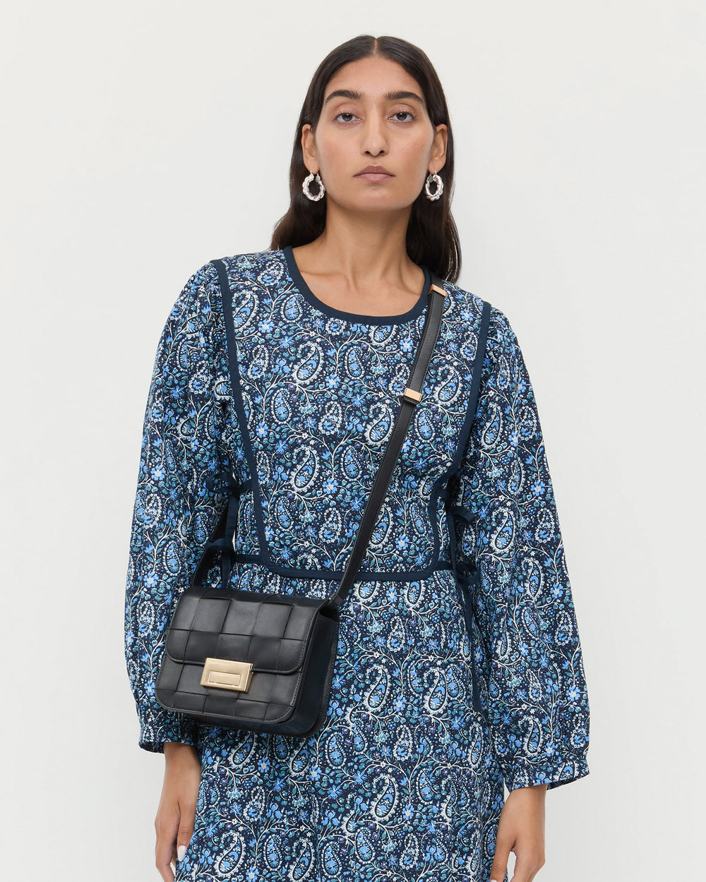 Loeffler Randall / Desi Black Woven Leather Crossbody