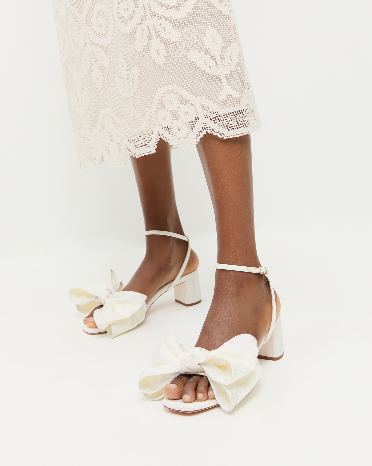 Loeffler Randall / Carmen Cream Moiré Bow Sandal