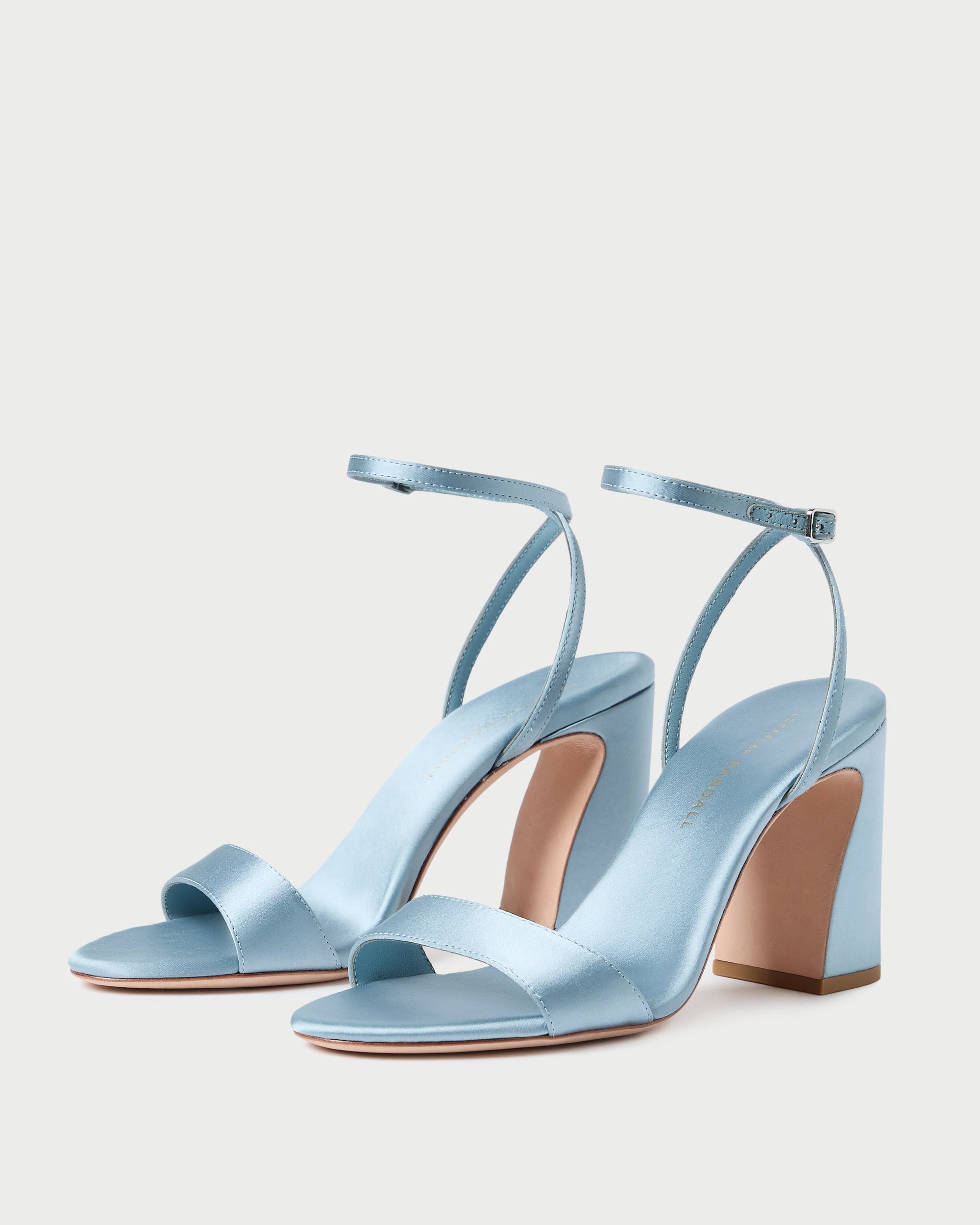 Loeffler Randall / Malia Blue Satin Curved-Heel Sandal