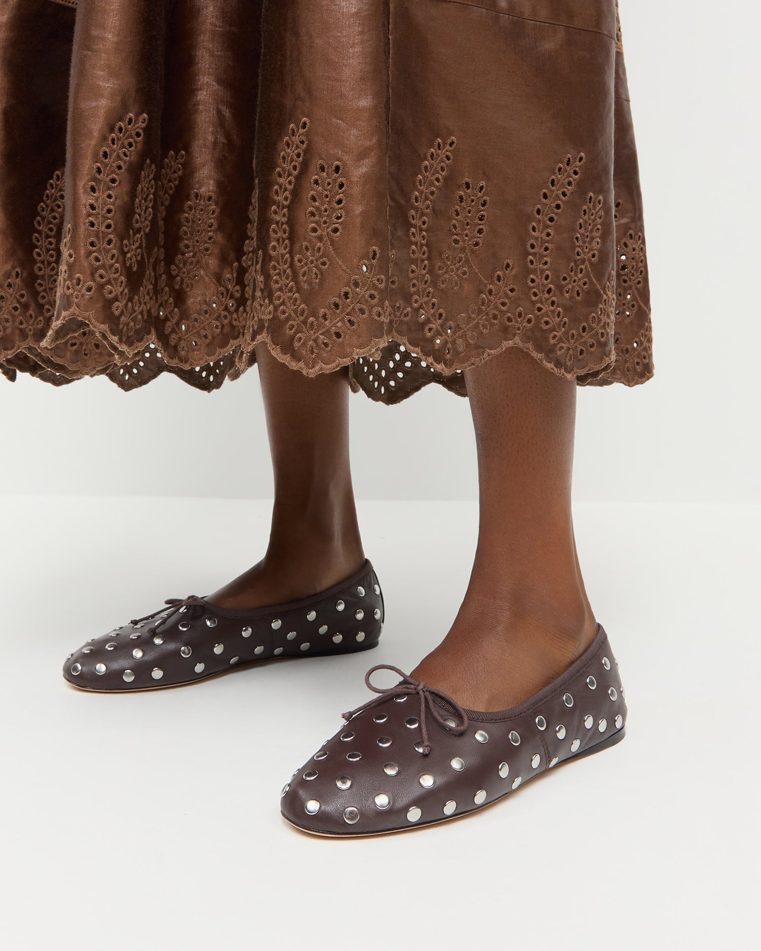Loeffler Randall / Landon Espresso/Silver Leather Ballet Flat