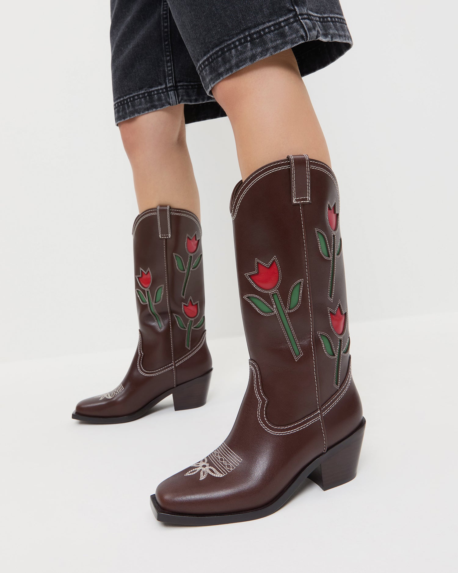 Loeffler Randall / Wilder Espresso Leather Tulip Boot