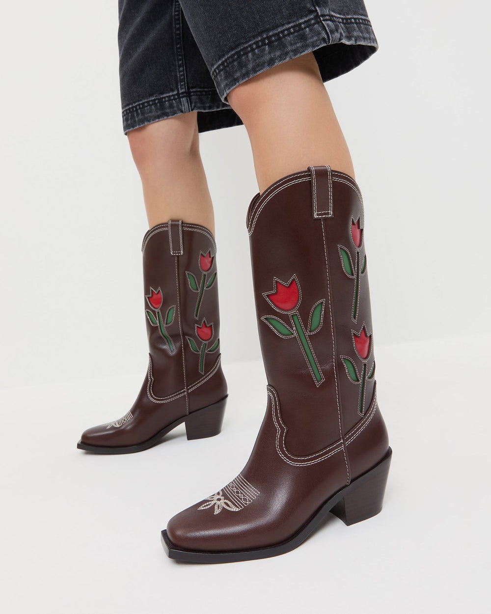 Loeffler Randall / Wilder Espresso Leather Tulip Boot